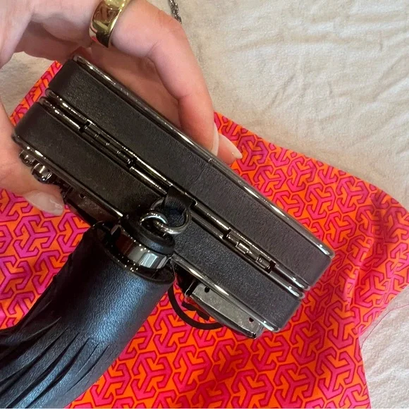 Tory Bursh Black Crystal Adele Hardshell Clutch - Picture 9 of 13